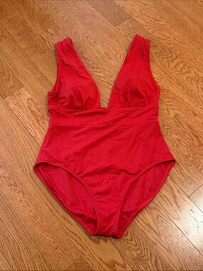 Andie Bold Red V-Plunge One-Piece Swimsuit